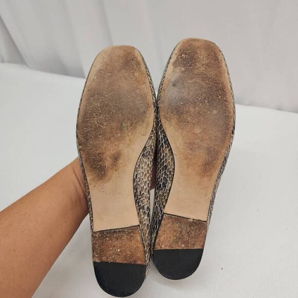 Stuart Weitzman Size 8.5 Tulip Bow Snake Skin Print Ballet Flats F - Picture 10 of 11